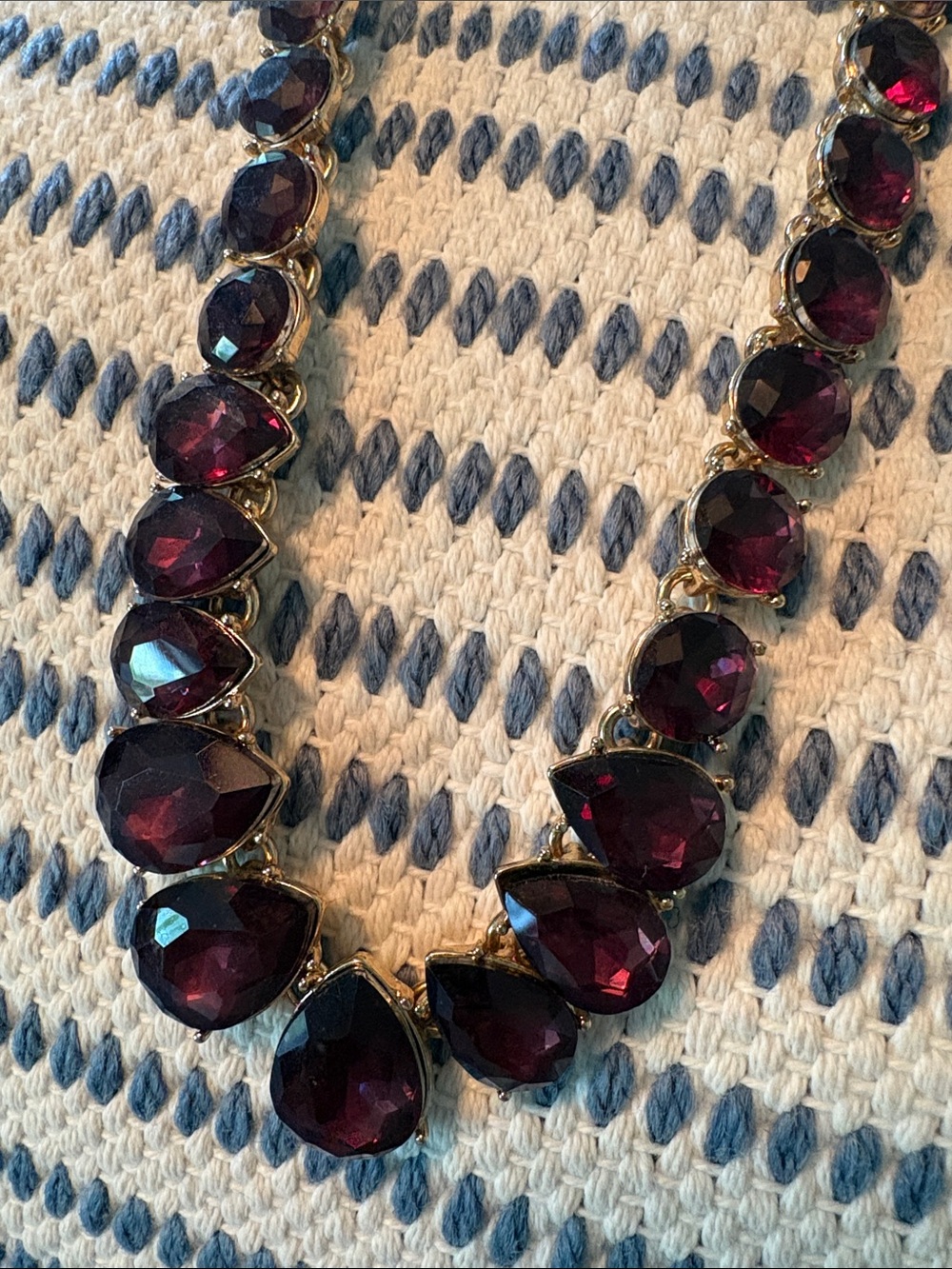 Charter Club Gold-Tone Necklace with Deep Garnet Teardrop Stones